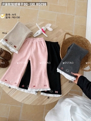LB - Quần legging nỉ loe thỏ ren trắng (90-130)