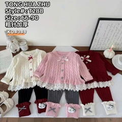 LB - Set len thừng nơ bèo ren quần phối đỏ KITTY ̣̣(66-90)