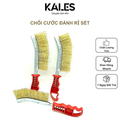 Chổi Đánh Rỉ Sắt Bàn Chải Đồng Cán Đỏ Sét Cầm Tay - 125*235mm | KALES