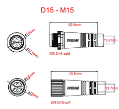 Đầu Nối Cáp Điện Cho Dây Đèn LED Ngoài Trời Chống Nước IP68 Cáp M15 2PIN 24AWG - Linh Kiện đèn led Zalaa