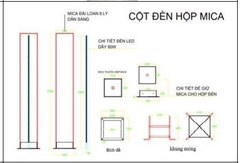 Cột Đèn Trang Trí Cảnh Quan Hộp MICA nhiều màu Chiếu Sáng Toàn Thân 30-70W Cao 2-5m