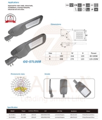 Đèn Đường LED OEM Philips Meanwell 100W, 120W, 150W, 200W Mã GG-STL008 ZALAA