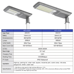 Đèn Đường Năng Lượng Mặt Trời Tích Hợp ZALAA ZL-MTX3S Chống Nước IP65