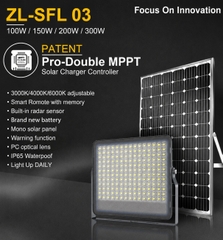 Đèn Pha Năng Lượng Mặt Trời ZALAA ZL-SFL03 Công Nghệ Cảm Biến MPPT (100W-300W)