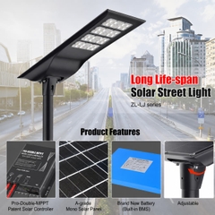Đèn Đường Năng Lượng Mặt Trời Nguyên Khối ZALAA ZL-LJ-GC Đột Phá Công Nghệ MPPT