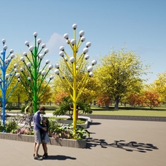 Cột Đèn LED Cây Thông 21 Quả Cầu x7W Trang Trí Cảnh Quan cao từ 5m ZALAA