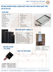 Bộ Đèn Đường Năng Lượng Mặt Trời Cao Cấp 70W Mã Sản Phẩm ZPC70S