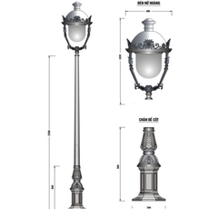 Cột Đèn Sân Vườn 1 Bóng Kiểu Cổ Điển Châu Âu Đẹp Lạ cao từ 2m-5m ZALAA