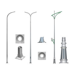 Cột Đèn Cáo Áp Bát Giác - Tay Đèn Đơn/Kép, Liền Cần/Rời Cần Đơn, 1/2 Bóng