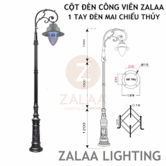 Cột Đèn Sân Vườn 1 Tay Đèn Mai Chiếu Thủy Cổ Điển cho Trụ cao từ 2m-5m ZALAA