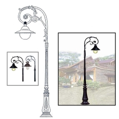 Cột Đèn Sân Vườn 1 Tay Đèn Mai Chiếu Thủy Cổ Điển cho Trụ cao từ 2m-5m ZALAA