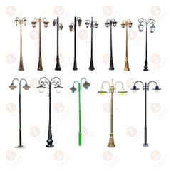 Cột Đèn Sân Vườn 2 Tay Đèn Mai Chiếu Thủy Cổ Điển cho Trụ cao từ 2m-5m ZALAA