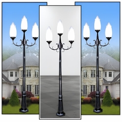 Cột Đèn Sân Vườn 3 Bóng chiếu sáng và trang trí cảnh quan cao từ 2m-5m ZALAA