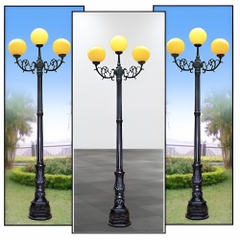 Cột Đèn Sân Vườn 3 Tay Quả Cầu D200, D300, D400 cho Trụ cao từ 2m-5m ZALAA