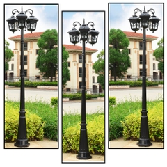 Cột Đèn Trang Trí Sân Chùa, Nhà Thờ, Đền, 3 Bóng cho Trụ cao từ 2m-5m ZALAA