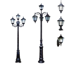 Cột Đèn Sân Vườn 4 Bóng Đèn Mai Chiếu Thủy Cổ Điển cho Trụ cao từ 2m-5m ZALAA