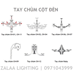 Cột Đèn Sân Vườn 3 Tay Quả Cầu D200, D300, D400 cho Trụ cao từ 2m-5m ZALAA