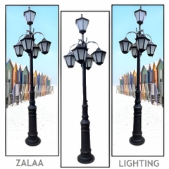 Cột Đèn Sân Vườn 5 Tay Đèn Mai Chiếu Thủy Cổ Điển cho Trụ cao từ 2m-5m ZALAA