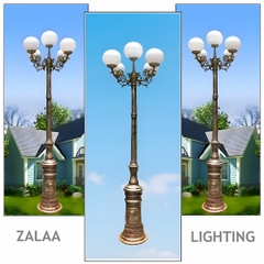 Cột Đèn Sân Vườn 5 Tay Quả Cầu D200, 300, 400 cho Trụ cao từ 2m-5m ZALAA