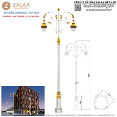 Cột 2 Đèn Sân Vườn Tân Cổ Điển Đúc Tinh Xảo ZSV_TYD-0501 ZALAA OEM Chiếu sáng Cảnh Quan, Dự án đô thị, Công viên