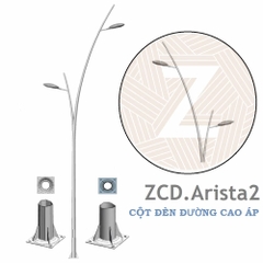 Cột Đèn Cao Áp Arista Cần Đôi 2 Bóng ZCD.Arista2 ZALAA | Chiếu Sáng Đường Phố