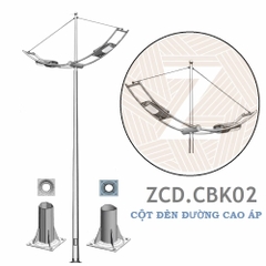 Cột Đèn Cao Áp Cánh Buồm Cần Đèn Kép ZCD.CBK02 ZALAA | Chiếu Sáng Đường Phố