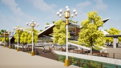 Cột Đèn Công Viên Cao 8m Hộp CNC Đẹp Lạ ZCV-H8000xD2800 ZALAA với nhiều tay đèn xung quanh