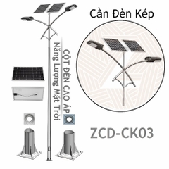 Cột Đèn Đường Cao Áp Năng Lượng Mặt Trời ZCD-CK03 Cần Đèn Kép 2 tấm Pin Solar Panel