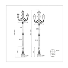 Cột Đèn LED Sân Vườn Tân Cổ Điển 5 Bóng Phong Cách Châu Âu | ZSV-GLP EU005