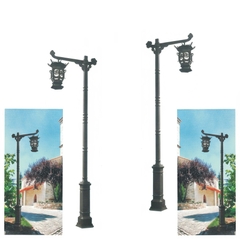 Cột Đèn Sân Vườn Châu Âu Cổ Điển ZALAA (3.0m - 3.5m) - Đèn Lồng Tay Thả , Thân Thép Tấm Dập Khuôn | ZSL-GLP-EC-EU003B