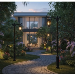 Cột Đèn Sân Vườn Châu Âu Cổ Điển ZALAA (3.0m - 3.5m) - Đèn Lồng Tay Thả , Thân Thép Tấm Dập Khuôn | ZSL-GLP-EC-EU003B