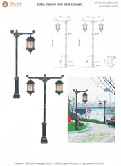 Cột Đèn Sân Vườn 1 Bóng Cổ Điển Cho Biệt Phủ, Nhà Thờ, Đền Chùa Đình | ZSV-GLP EU002-1 ZALAA