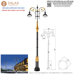 Cột Đèn Sân Vườn Nữ Hoàng Châu Âu 2 Bóng Tân Cổ Điển Đúc Tinh Xảo ZSV_TYD-0901 ZALAA OEM Lighting For Project