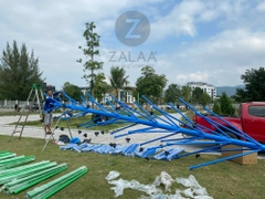 Cột Đèn Trang Trí Kiểu Dáng Cây Thông Cao 10M Với 45 Tay Đèn Quả Cầu D250