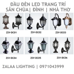 Cột Đèn Trang Trí Sân Chùa, Nhà Thờ, Đền, 3 Bóng cho Trụ cao từ 2m-5m ZALAA