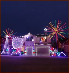 Đầu đèn trang trí kiểu Pháo Hoa đổi màu RGB  LED 500W 36 đầu ống H2000 D3000 | cho Cột cao từ 4met