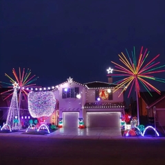 Đầu đèn trang trí kiểu LED Pháo Hoa đổi màu RGB 800W 36 đầu ống H2500 D4000 | cho Cột cao từ 6met