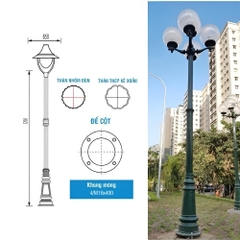 Đế Cột Pine - Chân Đế Cột Đèn Thép Gang Bền Bỉ Chịu Lực Cao