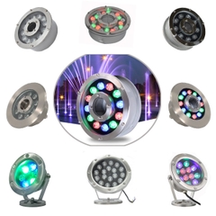 Đèn LED Âm Nước cho Dự án/Công trình từ 1w đến 36W loại Đế Ngồi / Bánh Xe, đổi màu Rgb, đơn sắc
