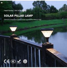 Đèn Gắn Trụ Cổng Tường Rào Ngoài Trời sử dụng Năng Lượng Mặt Trời chiếu sáng Zalaa ZG-ZTD9007