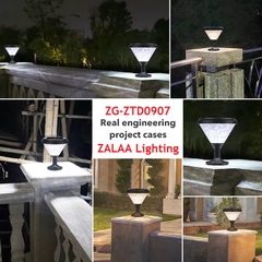 Đèn Gắn Trụ Cổng Tường Rào Ngoài Trời sử dụng Năng Lượng Mặt Trời chiếu sáng Zalaa ZG-ZTD9007