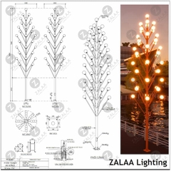 Đèn LED Cây Thông Cao 5M Với 21 Tay Đèn Quả Cầu D200