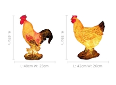 Đèn LED Fiberglass Sợi Thủy Tinh Nhựa tạo hình 3D Con Gà Rooster-hen phát sáng Zalaa dành cho Dự án Vườn Ánh Sáng