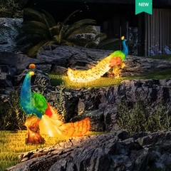 Đèn LED Fiberglass Sợi Thủy Tinh Nhựa họa tiết 3D Chim Công Peacock phát sáng Zalaa dành cho Dự án Vườn Ánh Sáng