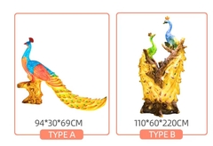 Đèn LED Fiberglass Sợi Thủy Tinh Nhựa họa tiết 3D Chim Công Peacock phát sáng Zalaa dành cho Dự án Vườn Ánh Sáng