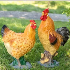 Đèn LED Fiberglass Sợi Thủy Tinh Nhựa tạo hình 3D Con Gà Rooster-hen phát sáng Zalaa dành cho Dự án Vườn Ánh Sáng