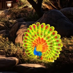 Đèn LED Fiberglass Sợi Thủy Tinh Nhựa họa tiết 3D Chim Công Peacock phát sáng Zalaa dành cho Dự án Vườn Ánh Sáng