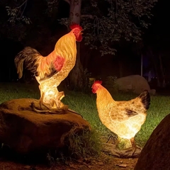 Đèn LED Fiberglass Sợi Thủy Tinh Nhựa tạo hình 3D Con Gà Rooster-hen phát sáng Zalaa dành cho Dự án Vườn Ánh Sáng