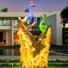 Đèn LED Fiberglass Sợi Thủy Tinh Nhựa họa tiết 3D Chim Công Peacock phát sáng Zalaa dành cho Dự án Vườn Ánh Sáng