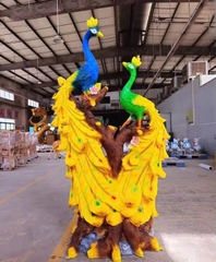 Đèn LED Fiberglass Sợi Thủy Tinh Nhựa họa tiết 3D Chim Công Peacock phát sáng Zalaa dành cho Dự án Vườn Ánh Sáng